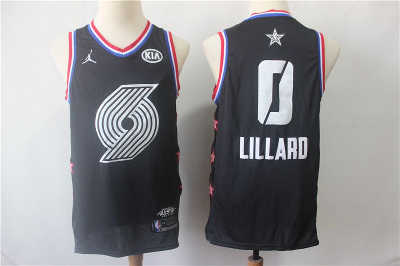 Men Portland Trail Blazers #0 Lillard Black 2019 All Star NBA Jerseys